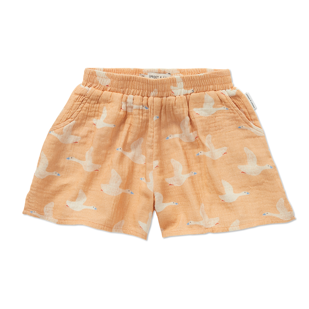 Muslin loose shorts goose print  Nectarine primary