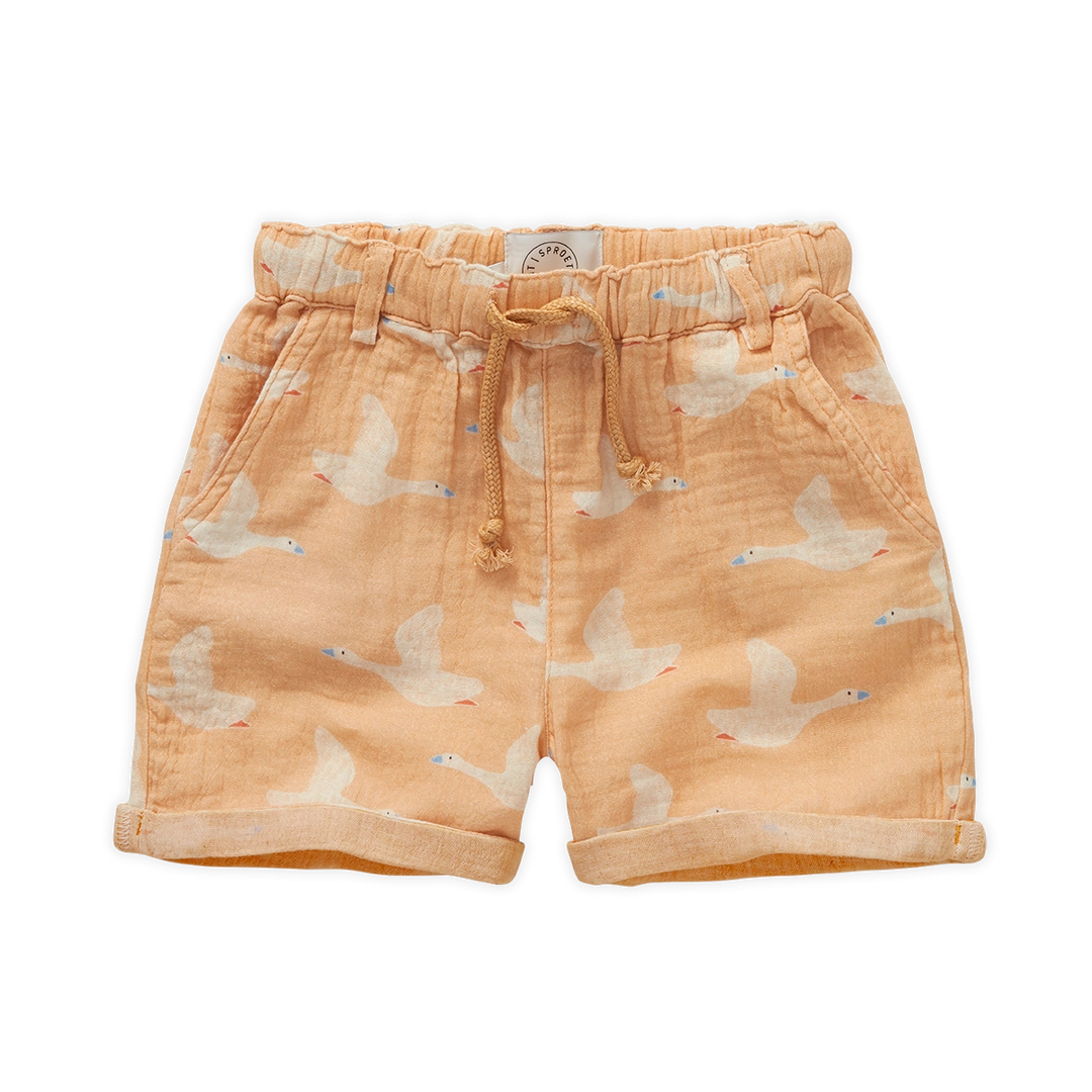 Muslin shorts goose print  Nectarine primary